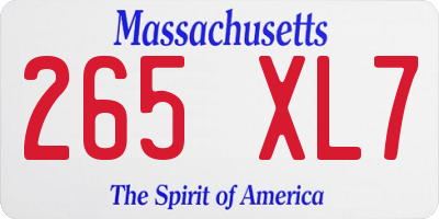 MA license plate 265XL7