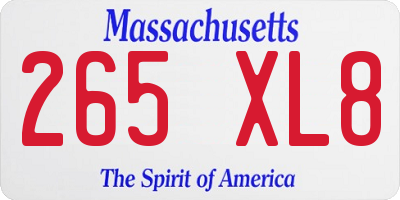 MA license plate 265XL8