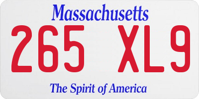 MA license plate 265XL9