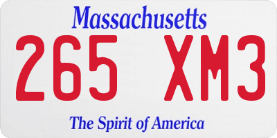 MA license plate 265XM3