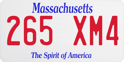 MA license plate 265XM4