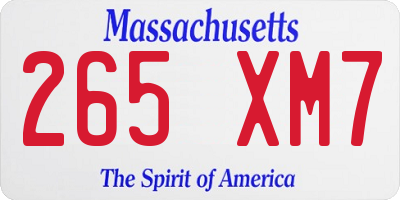 MA license plate 265XM7