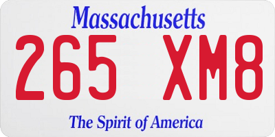 MA license plate 265XM8