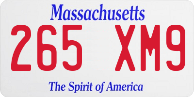 MA license plate 265XM9