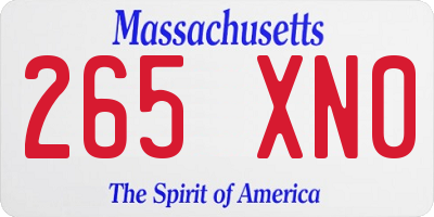 MA license plate 265XN0