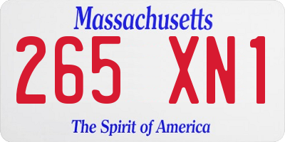 MA license plate 265XN1