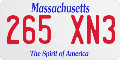 MA license plate 265XN3