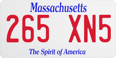 MA license plate 265XN5
