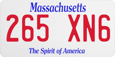 MA license plate 265XN6