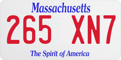 MA license plate 265XN7