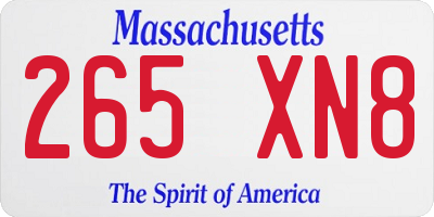 MA license plate 265XN8