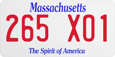 MA license plate 265XO1