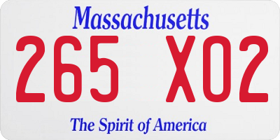 MA license plate 265XO2