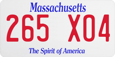 MA license plate 265XO4