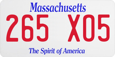 MA license plate 265XO5