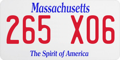 MA license plate 265XO6