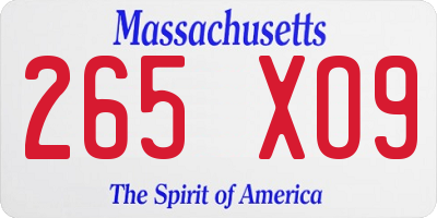 MA license plate 265XO9