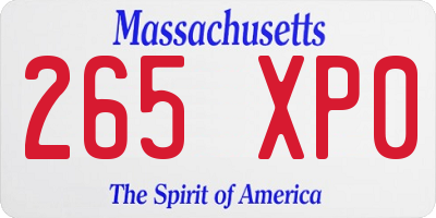 MA license plate 265XP0