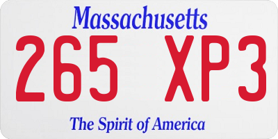 MA license plate 265XP3