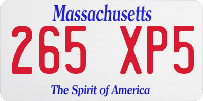 MA license plate 265XP5