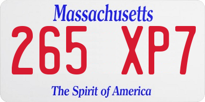 MA license plate 265XP7