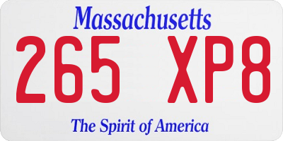 MA license plate 265XP8