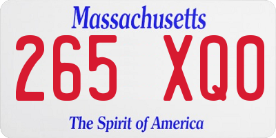 MA license plate 265XQ0