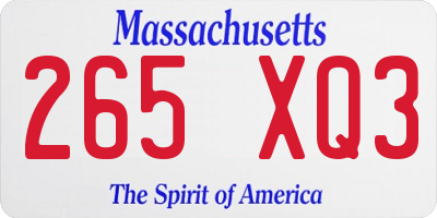 MA license plate 265XQ3