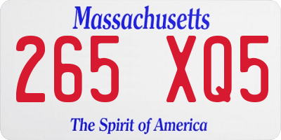 MA license plate 265XQ5