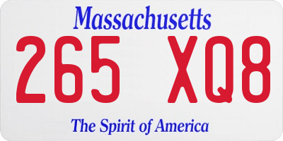 MA license plate 265XQ8