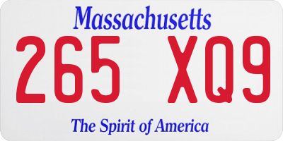 MA license plate 265XQ9