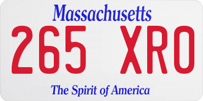 MA license plate 265XR0