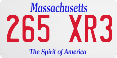 MA license plate 265XR3