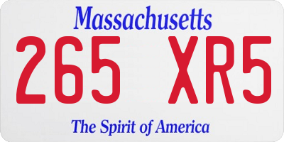 MA license plate 265XR5
