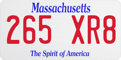 MA license plate 265XR8