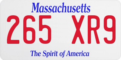 MA license plate 265XR9