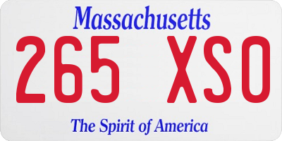 MA license plate 265XS0