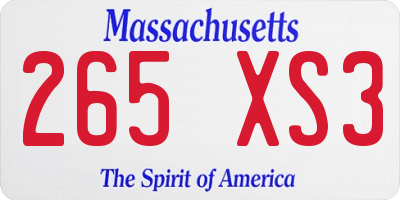 MA license plate 265XS3