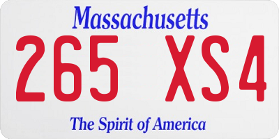 MA license plate 265XS4