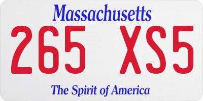 MA license plate 265XS5
