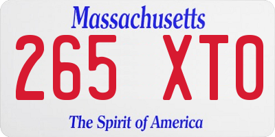 MA license plate 265XT0