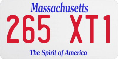 MA license plate 265XT1