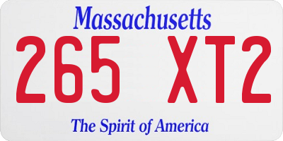 MA license plate 265XT2