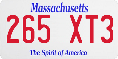 MA license plate 265XT3