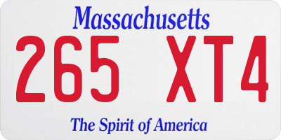 MA license plate 265XT4