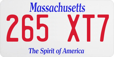 MA license plate 265XT7
