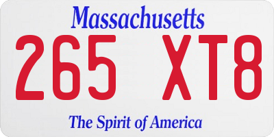 MA license plate 265XT8