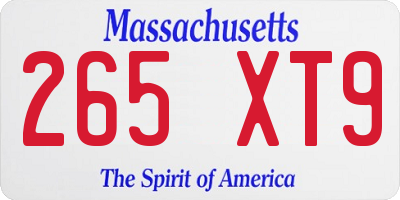 MA license plate 265XT9