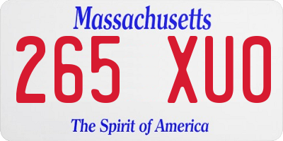 MA license plate 265XU0