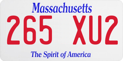 MA license plate 265XU2
